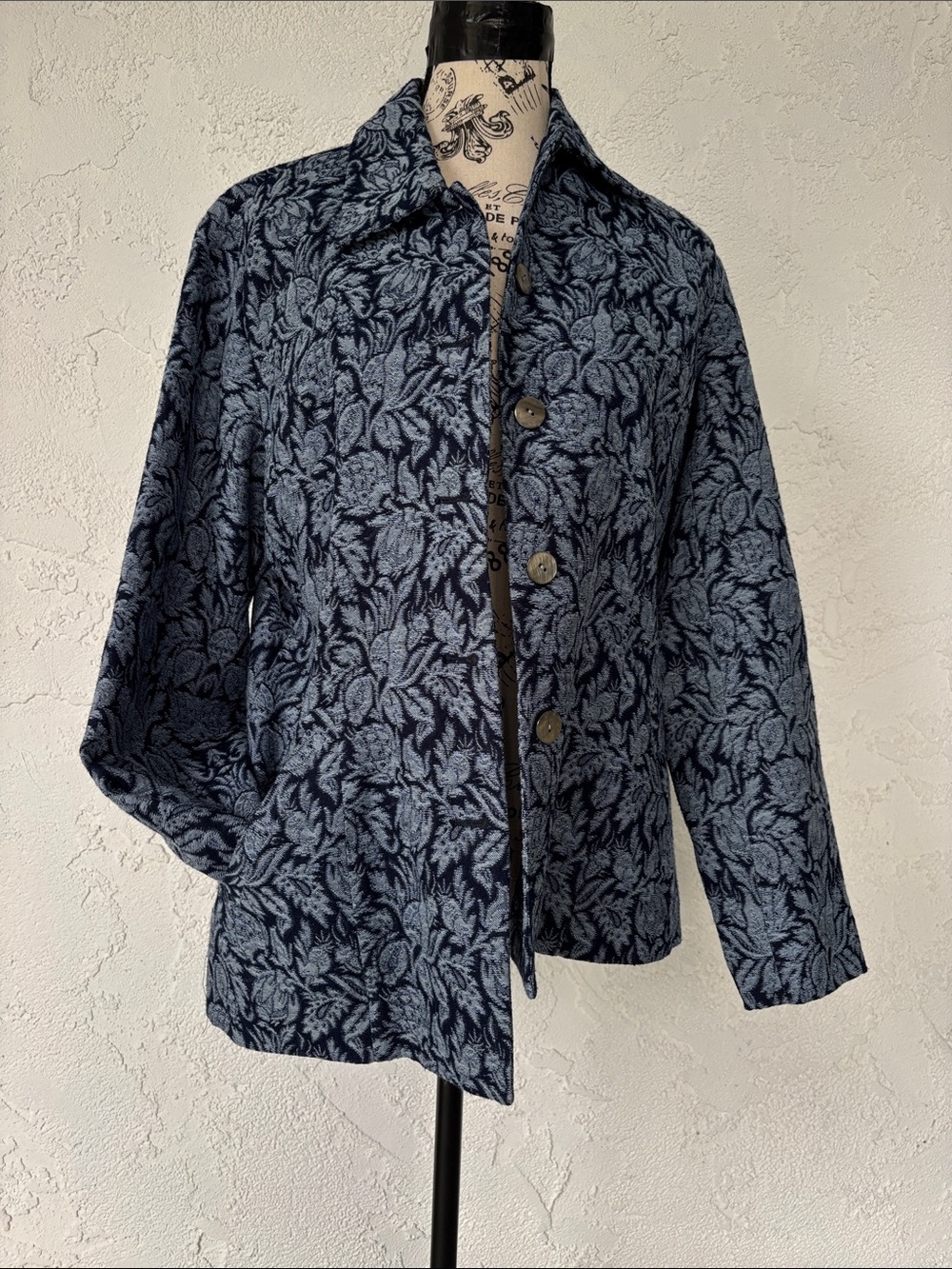 Northern Reflections Navy and Light Blue Floral Jacket